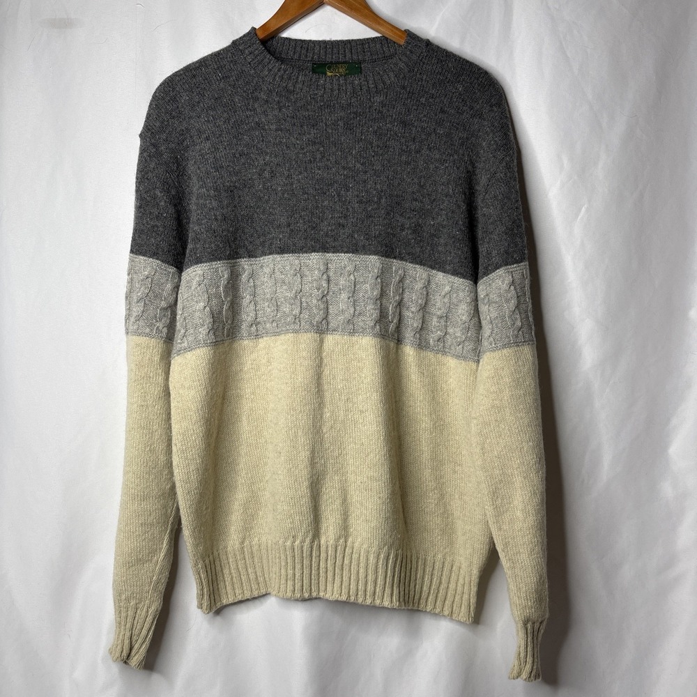 Vtg Country Squire By Jantzen Men's L Color Block Neutral‎ Wool Sweater USA